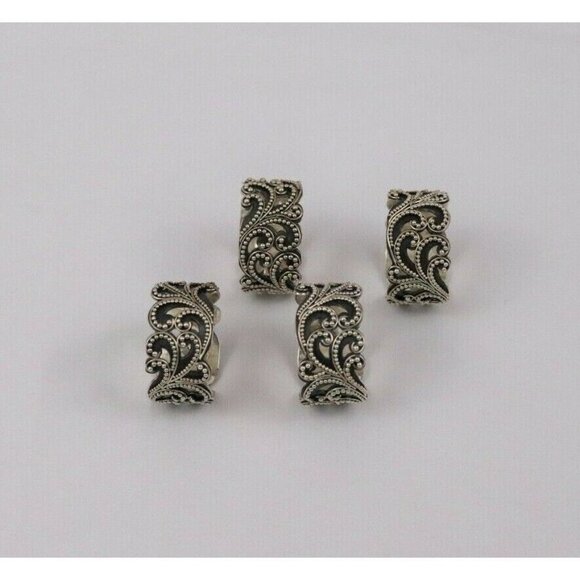 Sterling Silver Lois Hill Set of 4 Scroll Napkin Rings - Picture 5 of 7